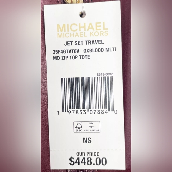 NEW Michael Kors Jet Set Travel Tote Oxblood Multi - Picture 6 of 9